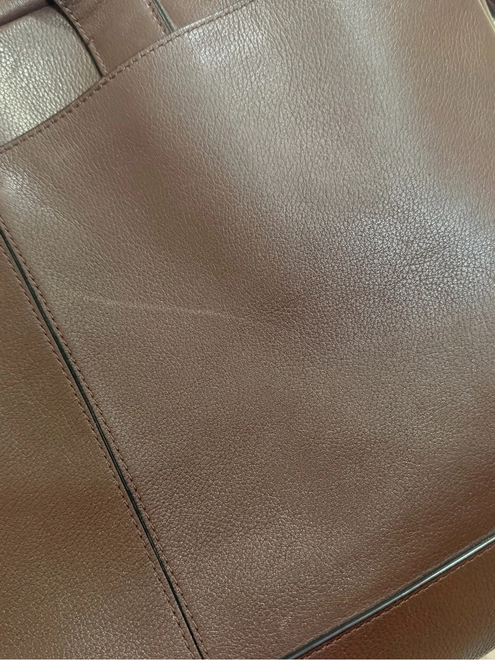 Coach Briefcase in dark chocolate pebble leather